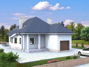 Проект одноэтажного жилого дома для узкого участка